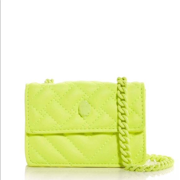 NWT KURT GEIGER LONDON Micro Kensington Neon Yellow Leather Crossbody - Picture 2 of 8